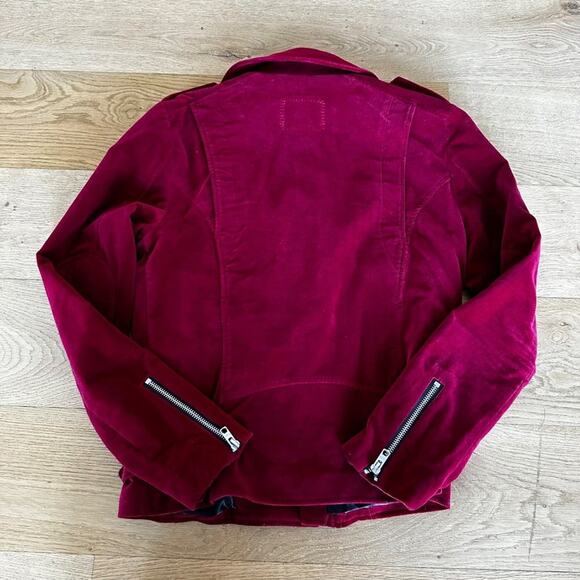 Tigha Belted Biker Moto Style Jacket in Red - Picture 6 of 6